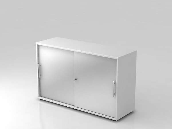 Armoire à portes coulissantes Hammerbacher 2OH 120cm poignée de garde-corps blanc/argent, 120x40x74,8 cm (LxPxH), V1752S/W/S/RE