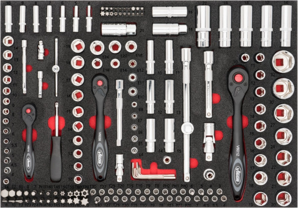 Jeu d'outils pour clés à douille VIGOR, nombre d'outils : 172, V4188