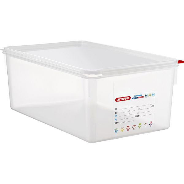 Bac Gastronorm Araven avec couvercle, polypropylène, GN 1/1 (200 mm), GN1611200