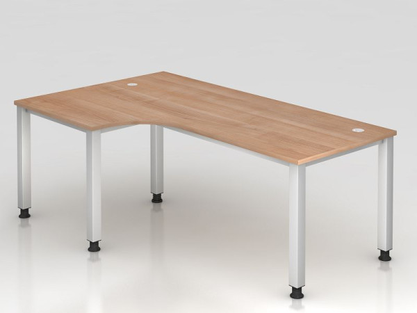 Table d'angle Hammerbacher 4 pieds carrée 200x120cm 90° noyer, forme d'angle 90°, peut être montée à gauche ou à droite, VQS82/N/S