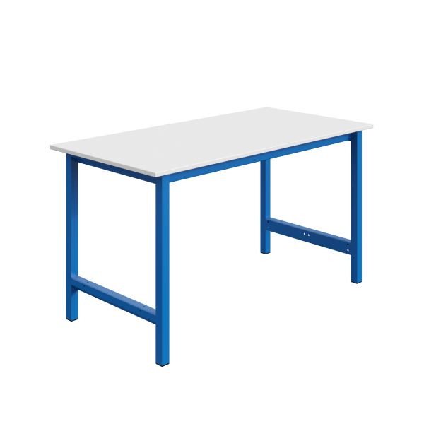 Table de travail SOFAME TPL L 1200 x P 750 x H 819 mm, plan de travail mélamine 19 mm, bleu ciel RAL 5015, W010030004BI