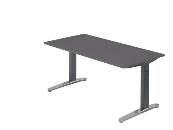 Bureau Hammerbacher pied C 160x80cm graphite/graphite (poli), forme rectangulaire, VXB16/G/GC