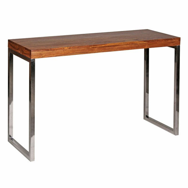 Table console Wohnling GUNA, console en bois massif de Sesham avec pieds en métal, WL1.306