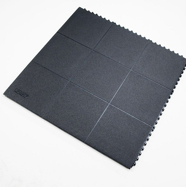 Notrax Cushion Ease Tapis de travail en nitrile solide Ergonomie Anti-fatigue Zones sèches Systèmes enfichables 656S, Noir, UE : 1 m², 656S0000BL
