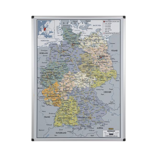 Bi-Office Maya Carte magnétique de l'Allemagne 120x90cm, MAP0101002