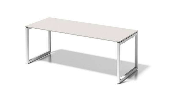 Bureau Bisley Cito, structure en O hauteur fixe 730 mm, H 19 x L 2000 x P 800 mm, gris blanc/blanc signalisation, DOF2008GW396