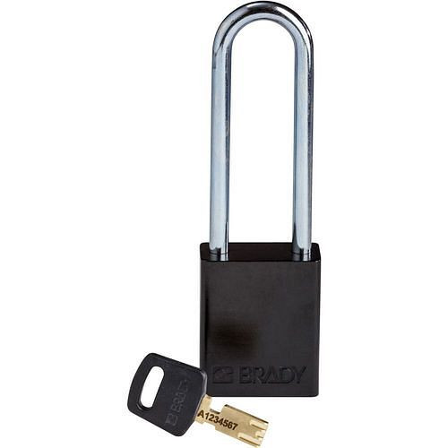 Cadenas Brady SafeKey, aluminium transparent, hauteur de l'anse 76,20 mm, noir, 311998