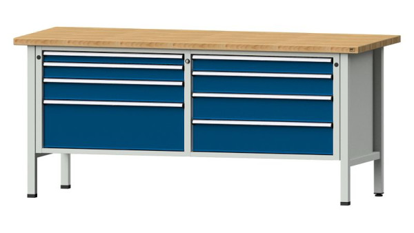 Établis ANKE Établi en caisson, modèle 144 VX, 2000 x 800 x 890 mm, RAL 7035/5010, BMP 40 mm, 330.161