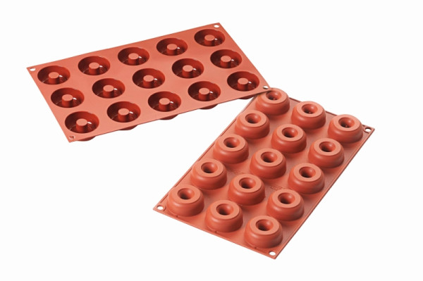 Schneider moule à pâtisserie en silicone Donuts Mini, 15 x 22 ml, Ø 45 mm, hauteur : 18 mm, 115234