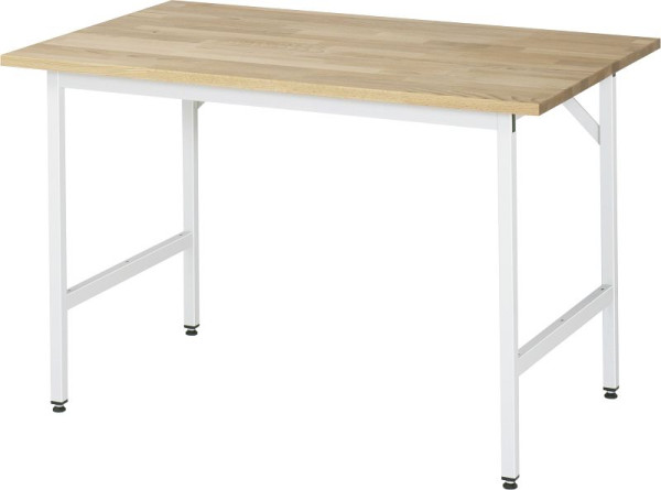 Table de travail RAU série Jerry (3030) - plateau en hêtre massif réglable en hauteur, 1250x800-850x800 mm, 06-500B80-12.12
