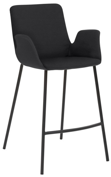 Tabouret Mayer Sitzmöbel , structure 4 pieds, revêtement par poudre noir, accoudoirs intégrés, entièrement rembourré, hauteur d'assise 65 cm, anthracite, 1222_V3_30487