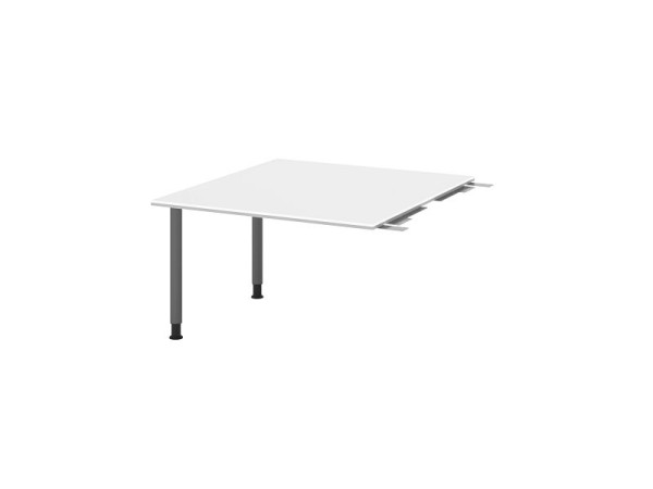 Plaque de liaison Hammerbacher VKT, couleur du plateau : blanc, plaque : 1200 x 1300 x 25 mm, pied en tube rond graphite, hauteur de travail : 720 - 740 mm, VKT12C/W/G