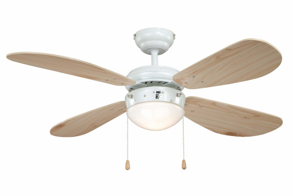 Ventilateur de plafond AireRyder classic 105 cm blanc / pin avec éclairage et chaînes à tirer, FN43315