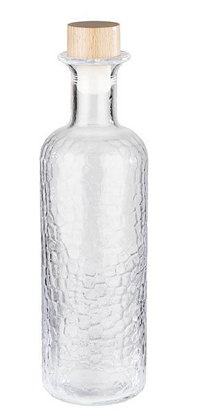 Carafe en verre APS -WABE-, Ø 8 cm, hauteur : 28 cm, 0,8 litre, verre, bois de hêtre, silicone, 10741