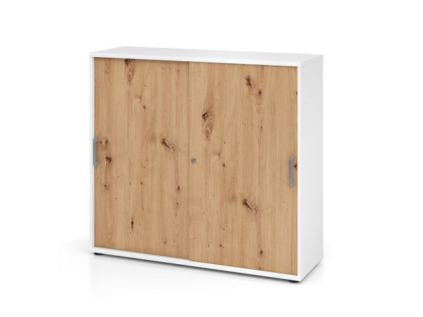 Hammerbacher armoire à portes coulissantes 3OH 120cm CE blanc/chêne noué, V1753S/W/R/CE