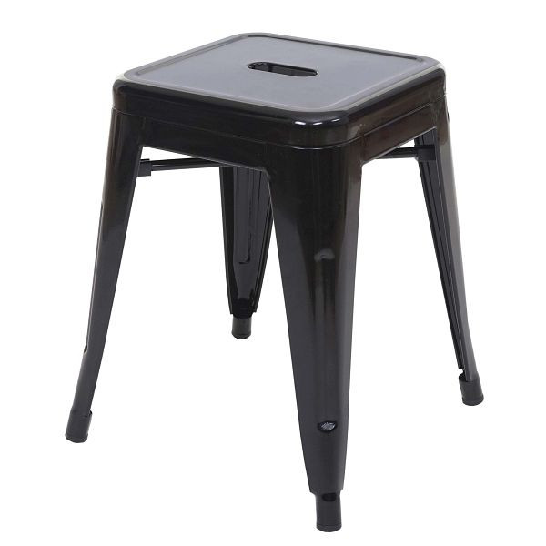 Tabouret Mendler HWC-A73, tabouret tabouret en métal, design industriel en métal empilable, noir, 57895