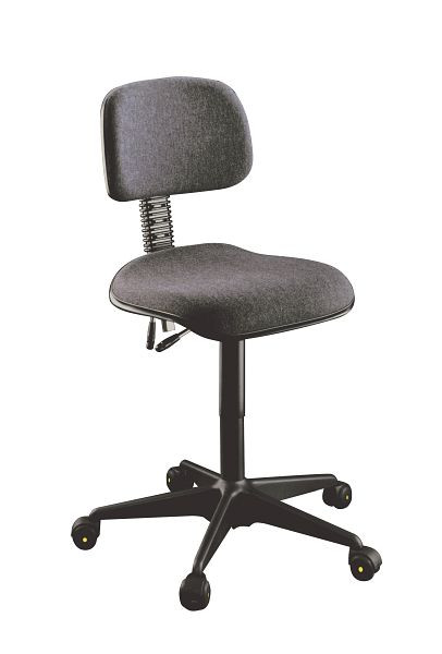 Chaise de travail Lotz ESD, DIN EN 61340-5-1, rembourrage assise/dossier, anthracite, hauteur d'assise 450 - 580 mm, piètement en acier, roulettes, 6600.13
