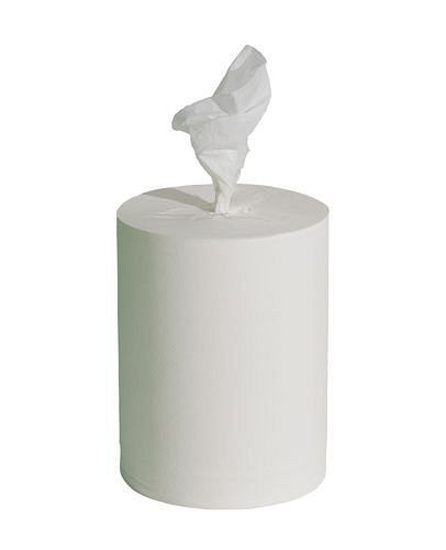 Chiffon de nettoyage DENIOS, blanc, 1 couche, UE = 6 rouleaux de 300 m chacun, largeur 22 cm, UE : 6 pièces, 248-315