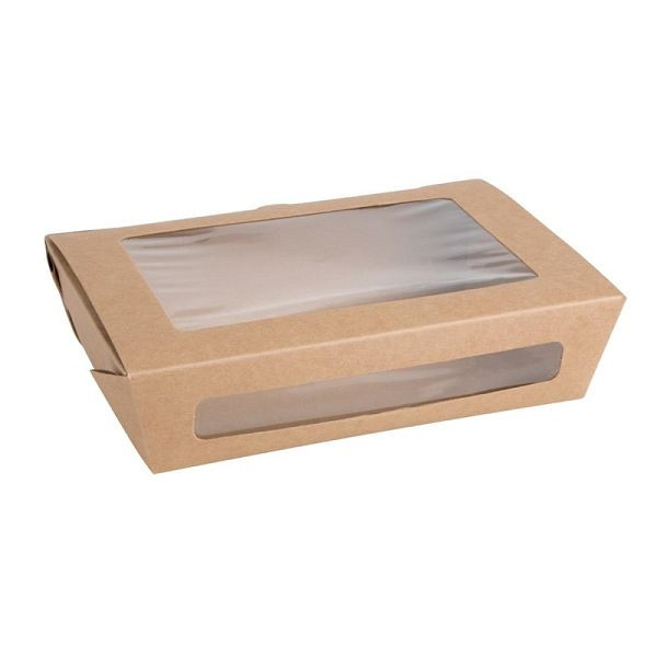 Saladiers compostables Fiesta compostables avec fenêtres en PLA 1200 ml (lot de 200), FB677