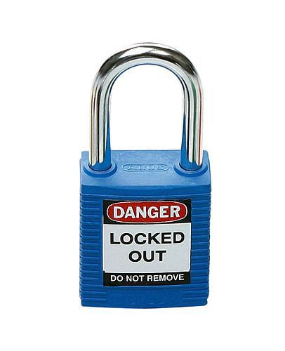 Serrure de sécurité DENIOS avec support en acier, bleu, 209-686