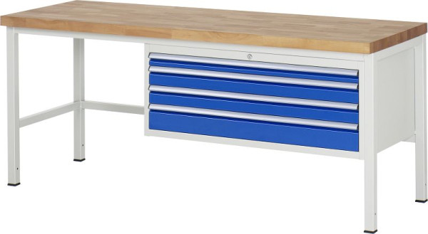 Etabli RAU série 8000 - modèle 8332, L2000 x P700 x H840-1040 mm, base système L1995 x P650 x H800-1000 mm, 03-8332A1-207B4H.11