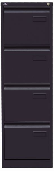 Classeur suspendu Bisley LIGHT, rail simple 4 tiroirs HR, noir, IPCCA14633
