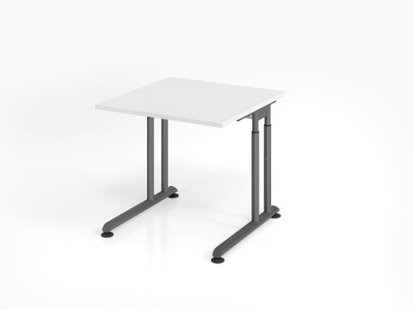 Bureau Hammerbacher ZS08, 80 x 80 cm, plateau : blanc, épaisseur 25 mm, chant épais en ABS, forme rectangulaire, graphite, VZS08/W/G