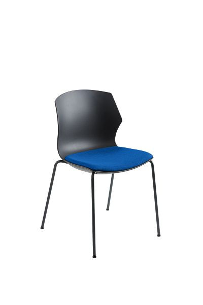 Mayer Sitzmöbel chaise empilable myPRIMO rembourrée, coque d'assise anthracite, housse d'assise bleu moyen, structure anthracite, 2511_17_01_26396