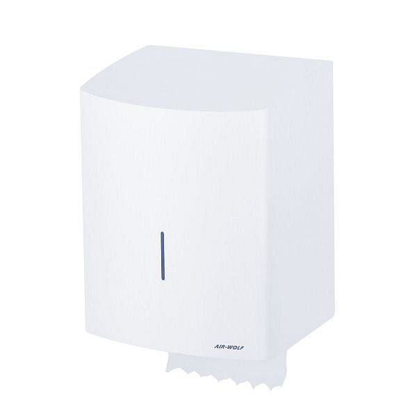 Distributeur d'essuie-mains en rouleau autotaraudeur Air Wolf, série Alpha, H x L x P : 383 x 306 x 236 mm, acier inoxydable blanc, 60-153
