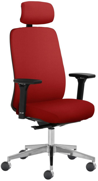 Chaise pivotante Mayer Sitzmöbel , accoudoirs 4D, piètement en aluminium, roulettes pour tapis, rouge cerise, 2229_AV4D_KS_SYM++_POL_30611