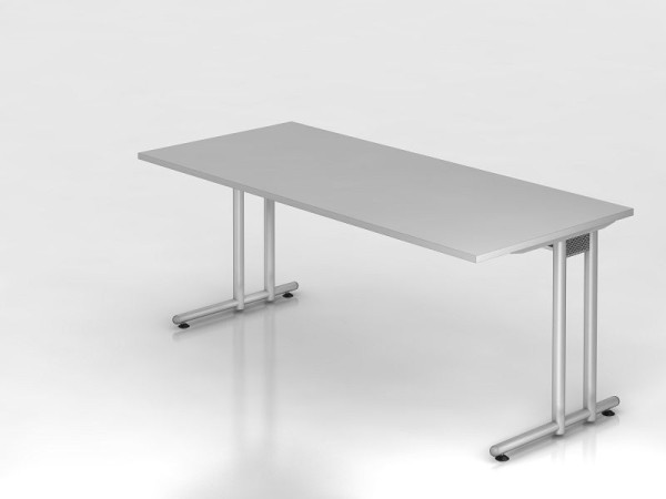 Bureau Hammerbacher pied C 180x80cm gris/argent, hauteur de travail 72 cm, VNS19/5/S