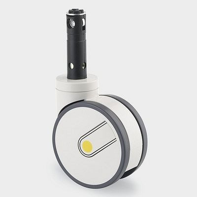 Roulette pivotante TENTE-ROLLEN avec frein, roue Ø 125 mm, capacité de charge 125 kg, hauteur totale 150 mm, verrouillage centralisé, 2946USX125R26-28S45 RAL9002 4xM8