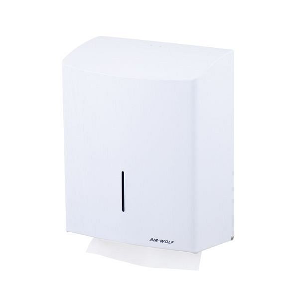Distributeur d'essuie-mains Air Wolf pour 600 essuie-mains pliés maximum, série Alpha, H x L x P : 333 x 265 x 141 mm, acier inoxydable blanc, 60-112