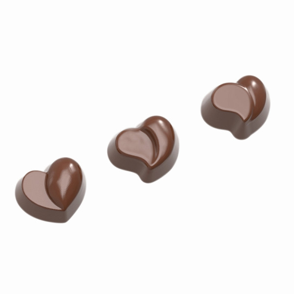 Moule à chocolat Schneider - coeur 3 figures différentes, 275 x 135 x 24 mm / 29 x 34,5 x 17 mm, 12 g, 3 x 7 pièces, 421576