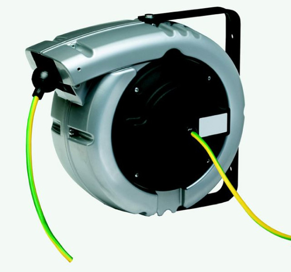 Enrouleur de câble Ebinger PR-C IP65, boîtier en aluminium, gainé à chaud câble 24m H05V-F (jaune-vert) 1x6mm² classe de protection IP 65, 2.402.002
