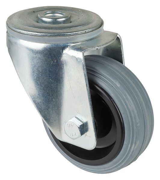 Rouleau de transport BS rollers, largeur de roue 35 mm, roue Ø 80 mm, capacité de charge 50 kg, bande de roulement en caoutchouc gris, roulement à rouleaux, lot de 4, L101.B46.080