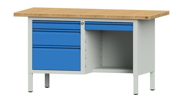 Établis ANKE établi à caissons, modèle 348 E, 1500 x 700 x 840 mm, RAL 7035/5012, BMP 40 mm, 510.316