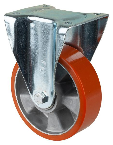 BS Rolls Roulette robuste, roulette fixe, largeur de roue 50 mm, Ø roue 160 mm, 600 kg, polyuréthane coulé 95 Shore A, aluminium, roulement à billes, N110.B90.163