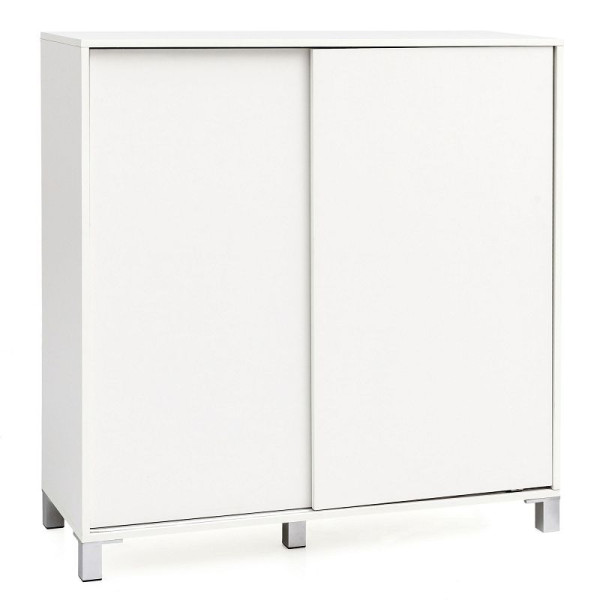 Meuble à chaussures Wohnling bois blanc 100x108x37,5 cm étagère haute, WL5.712