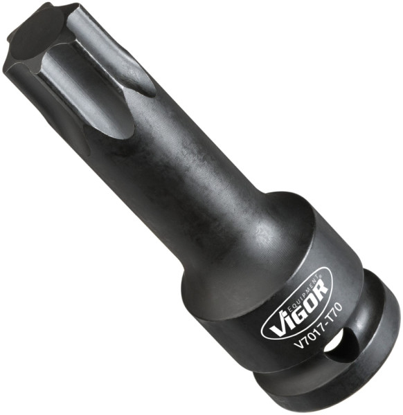 Embout de tournevis pour clé à chocs VIGOR, carré creux 12,5 mm (1/2 pouce), profil TORX interne, T70, V7017-T70