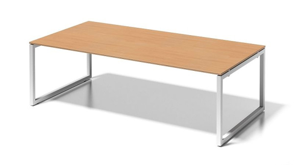 Poste de travail de direction/table de conférence Bisley Cito, cadre en O à hauteur fixe de 730 mm, H 19 x L 2400 x P 1200 mm, hêtre/blanc signalisation, DOF2412BC396