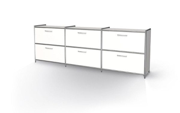 Buffet Kerkmann large avec 2 tiroirs pour 2 OH, Artline, L 2360 x P 380 x H 780 mm, blanc, 13791813