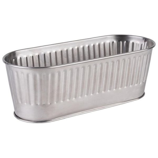 APS Récipient à couverts / panier, corbeille à pain, panier à plantes, 29,5 x 12 cm, hauteur 10 cm, 2 litres, acier inoxydable, noir, 11752