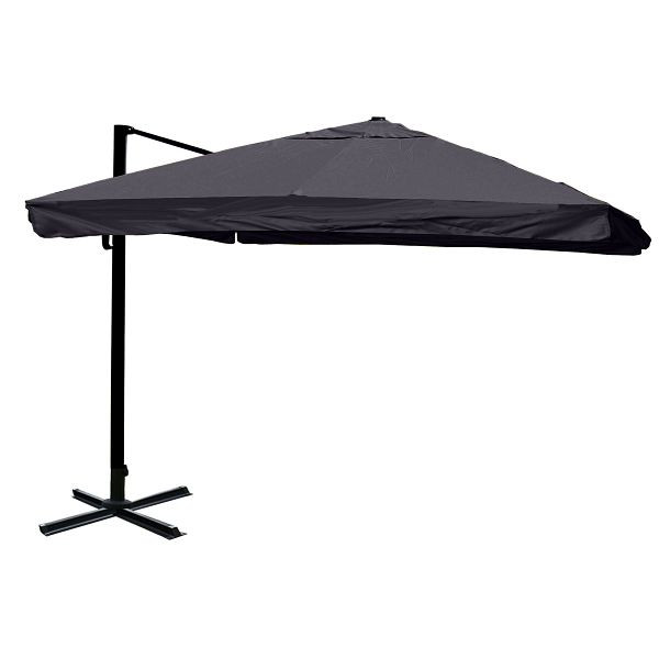 Mendler gastronomy parapluie feu tricolore HWC-A96, parasol, 3x3m (Ø4,24m) polyester/aluminium 23kg, rabat, anthracite sans support, rotatif, 138990+122472