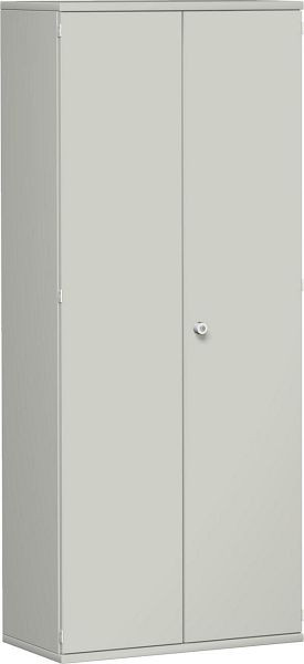 geramöbel armoire à portes battantes 4 étagères décoratives, verrouillable, 800x425x1920, gris clair/gris clair, N-10D508-LL