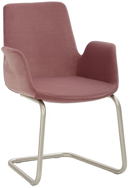 Fauteuil Mayer Sitzmöbel myHELIOS, revêtement d'assise et de dossier velours vieux rose, chaise cantilever thermolaqué noir, 2009_F4_30600