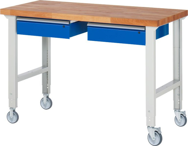 Etabli mobile RAU (réglable en hauteur) 7002A1, 1500x700x950-1000mm, 2 roulettes fixes et roulettes pivotantes chacune, 05-7002A1-157B4H22.11