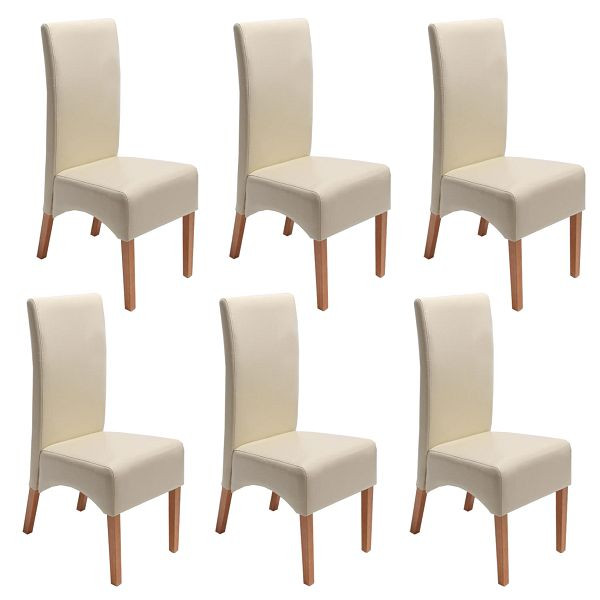 Mendler ensemble de 6 chaises de salle à manger chaises de cuisine chaise Latina, CUIR, crème, pieds légers, 7955+7955+7955