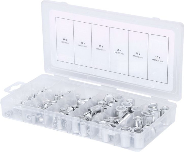 Gamme KS Tools de rivets filetés, aluminium, M3x9mm-M10x21mm, 150 pièces, 970.0620