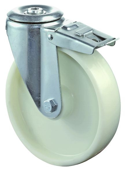 Rouleau de transport BS rollers avec frein, largeur 50 mm, Ø200 mm, jusqu'à 250 kg, bande de roulement/corps de roue en plastique, roulement à rouleaux, L121.B10.200